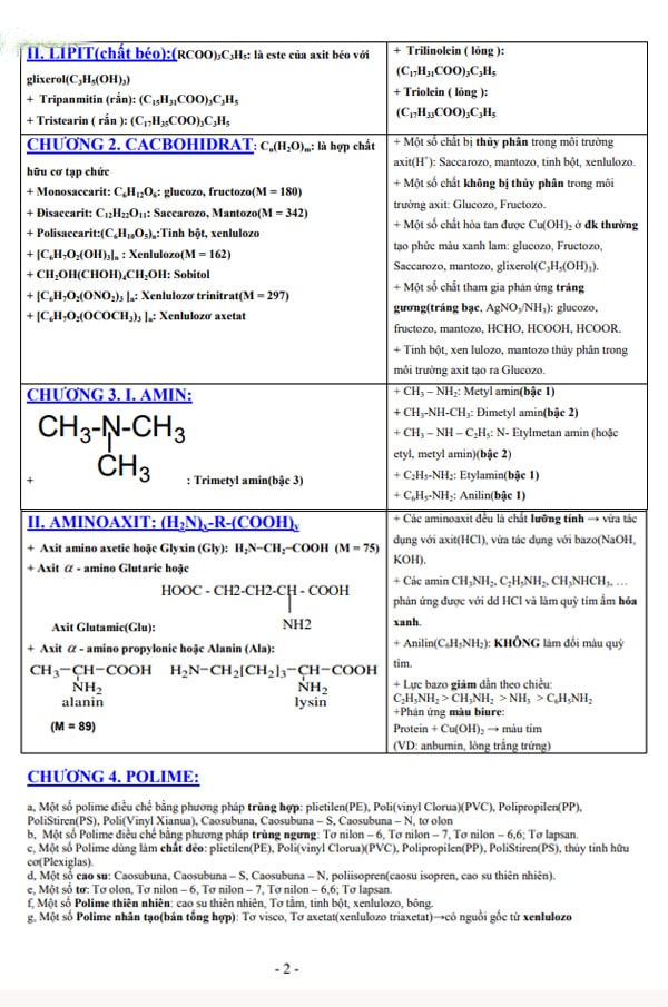 công thức hóa học 11 p2