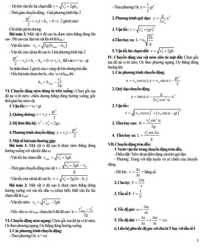 công thức vật lý lớp 10 p3