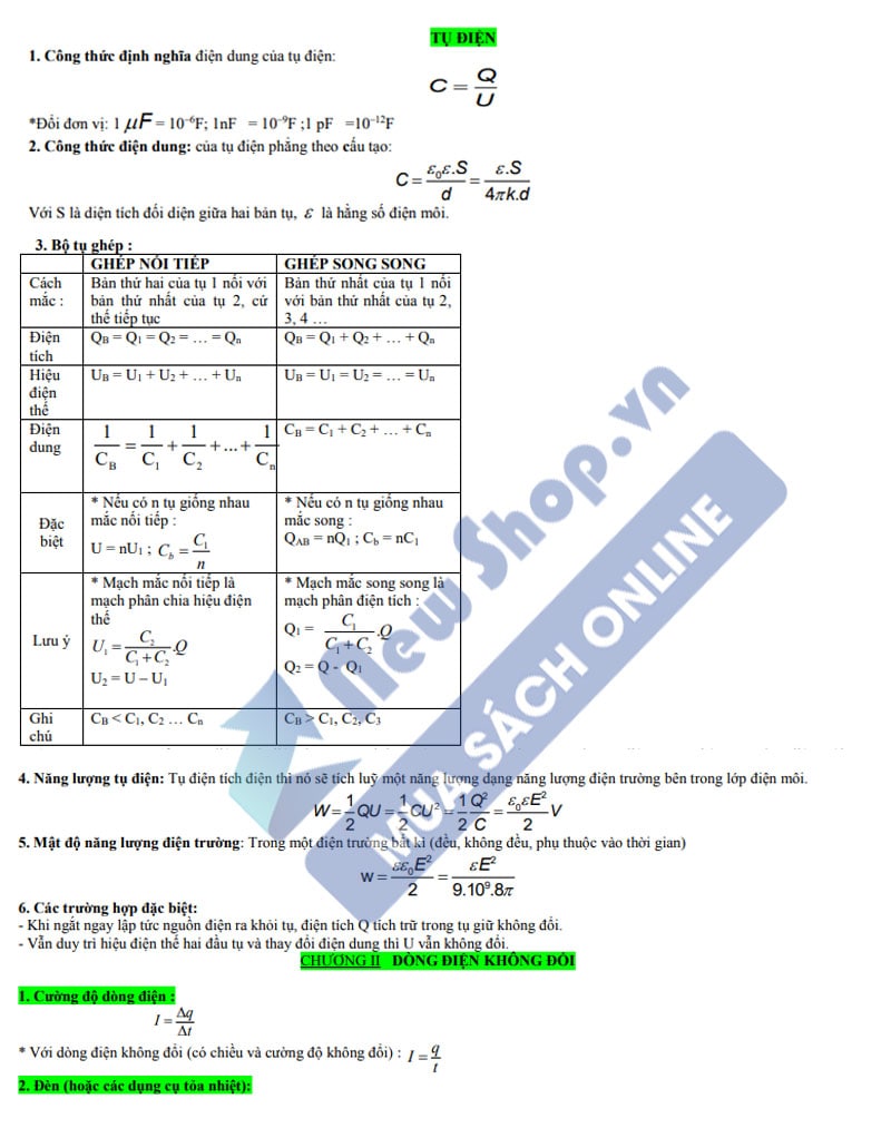 công thức vật lý 11 p2