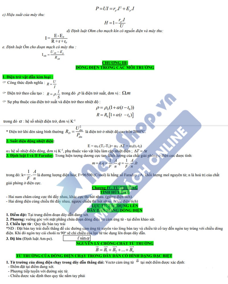 công thức vật lý 11 p4