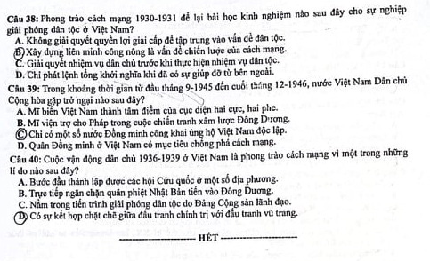 đề thi tốt nghiệp thpt lịch sử 2021