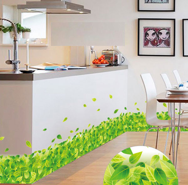 Decal Chân Tường Lá Xanh