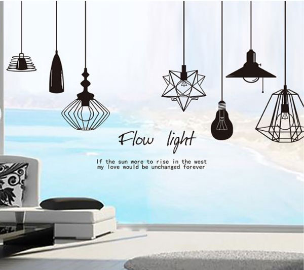 Decal Dán Tường Chùm Đèn Trắng Đen