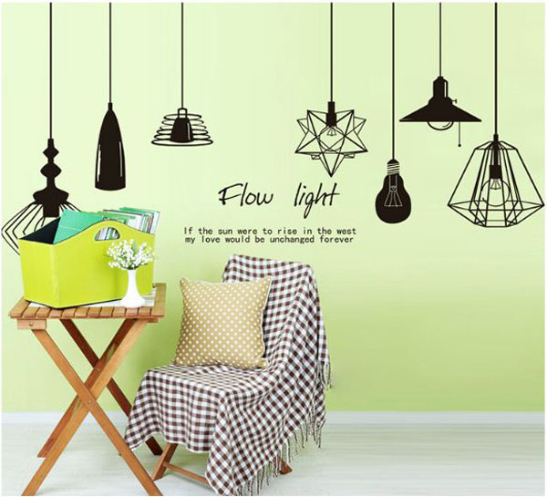 Decal Dán Tường Chùm Đèn Trắng Đen