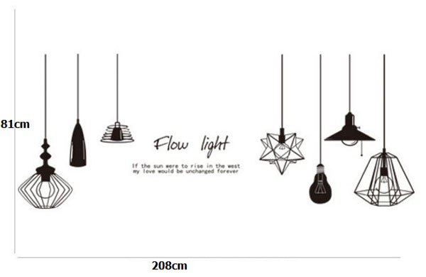 Decal Dán Tường Chùm Đèn Trắng Đen