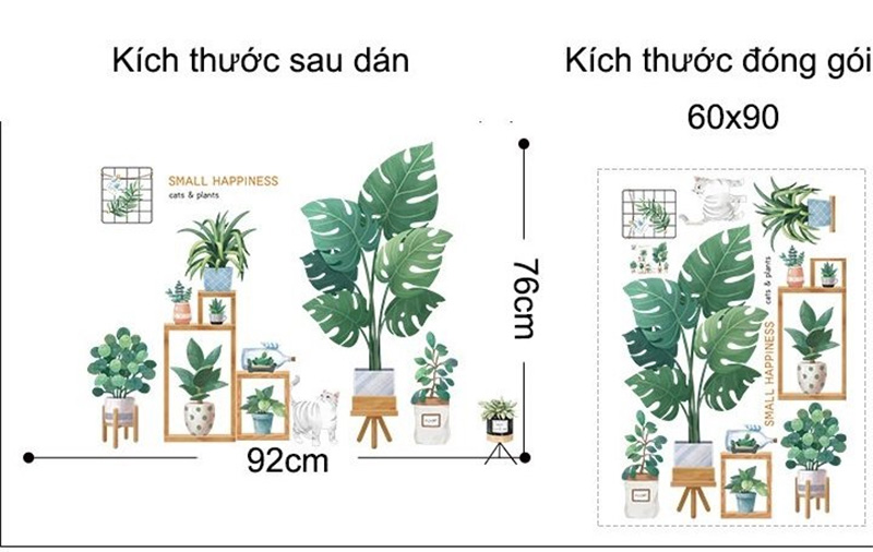 Decal Dán Tường Chậu Cây Xanh