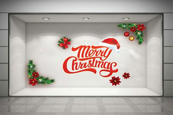 decal 2 dán tường merry christmas và nón noel