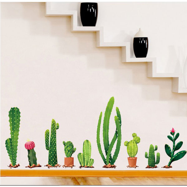 Decal Trang Trí Cây Xương Rồng Nhánh Dài