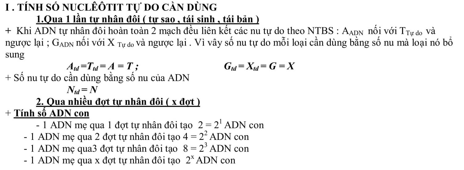 Tổng hợp công thức sinh học 12 đầy đủ nhất 2