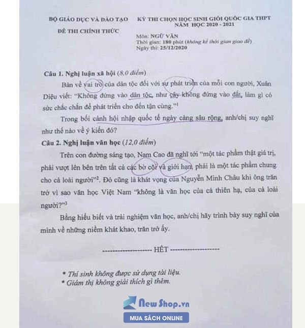 đề thi học sinh giỏi môn ngữ văn