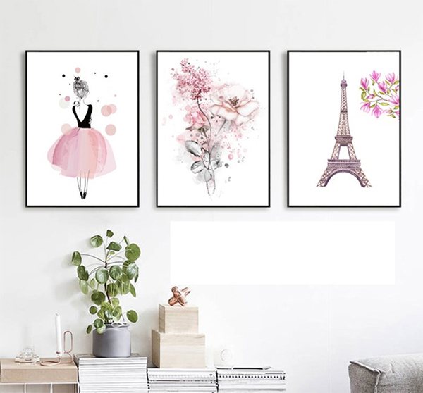 Tranh Canvas Treo Tường Cô Gái Và Tháp Eiffel