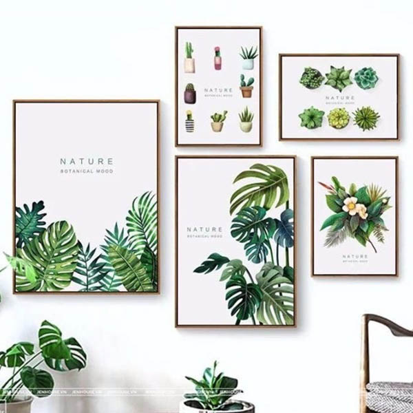 Tranh Treo Tường Bộ 3 Lá Xanh Nhiệt Đới 