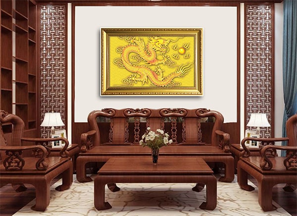 vị trí thích hợp treo tranh rồng, tranh phong thủy phòng khách