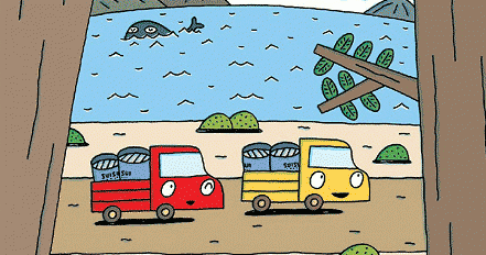 Xe Tải Đỏ Và Xe Tải Vàng - Ehon Mẫu Giáo