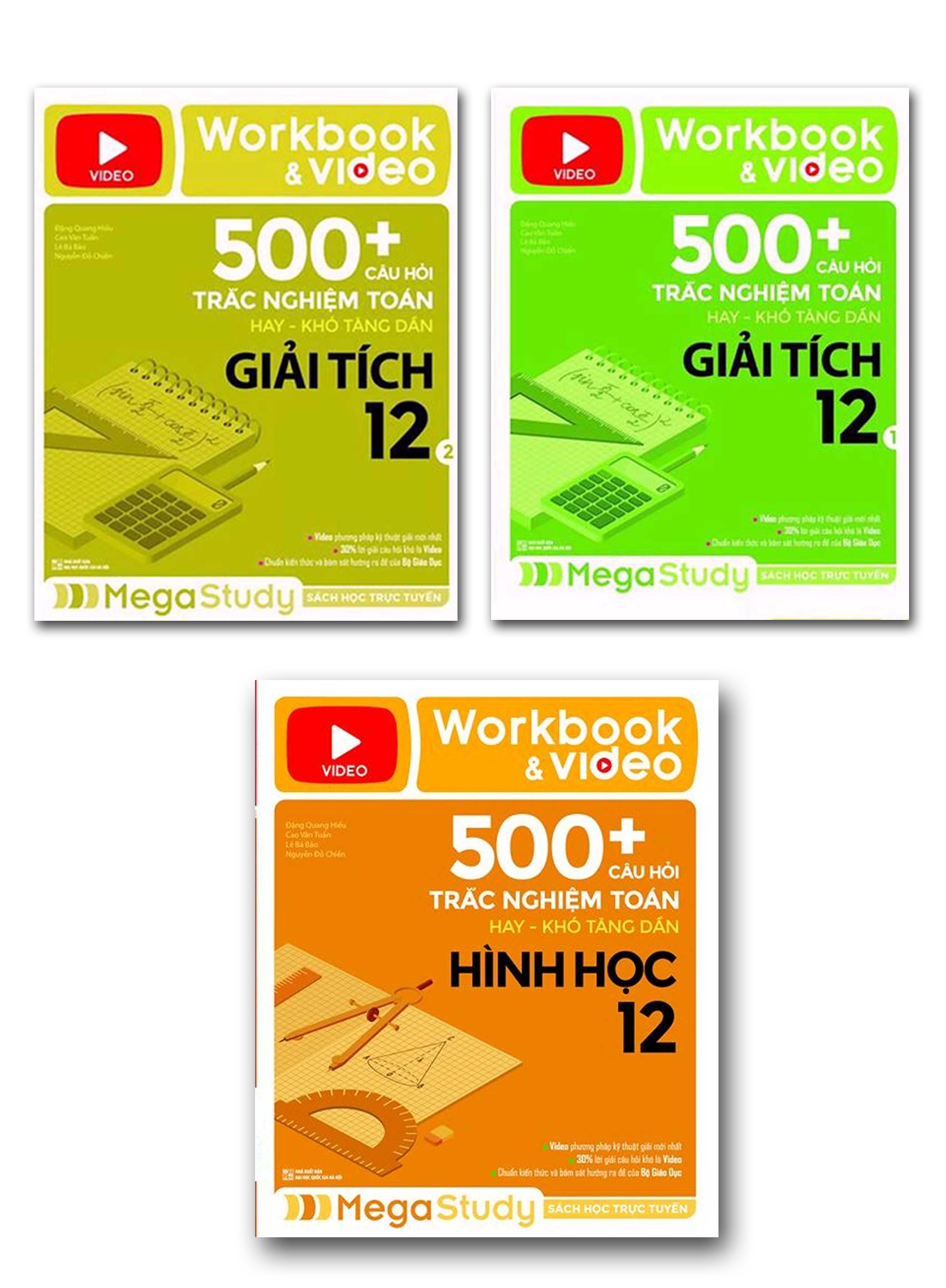 Combo Workbook & Video 500+ Câu Hỏi Trắc Nghiệm Toán Hay - Khó Tăng Dần