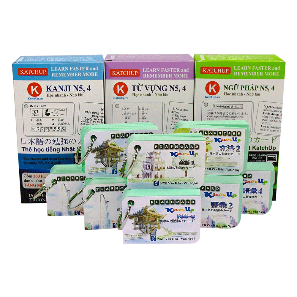 Combo Trọn Bộ KatchUp Flashcard Sơ Cấp Tiếng Nhật N5, N4 - High Quality
