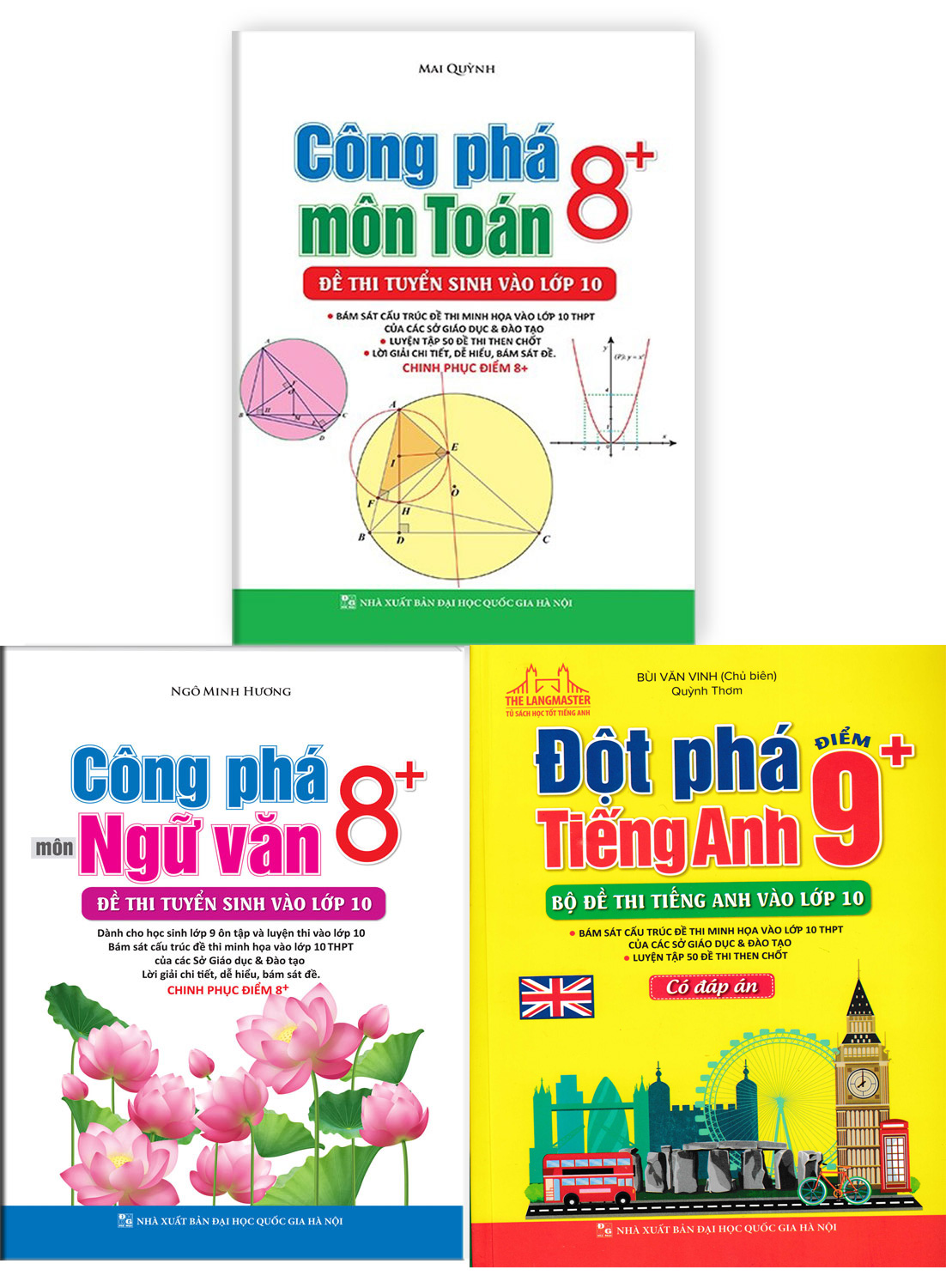 Combo Công Phá 8+ Đề Thi Tuyển Sinh Vào Lớp 10 Môn Toán - Văn - Anh