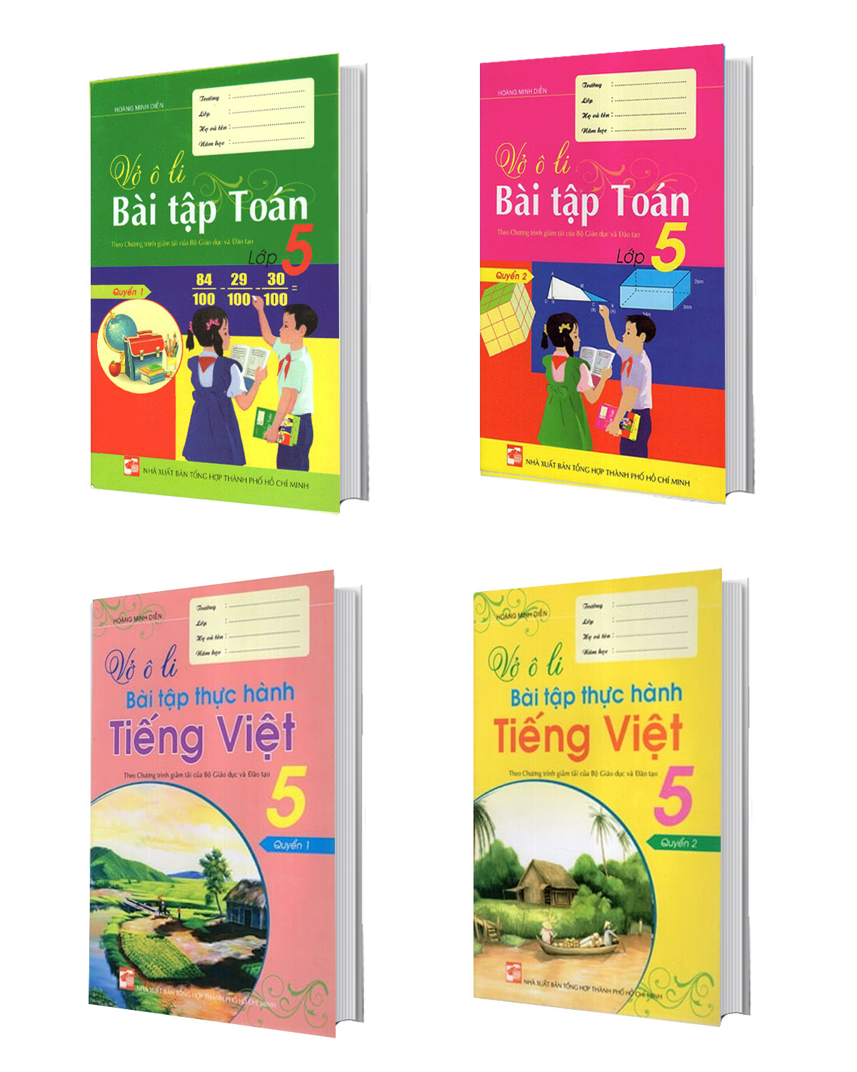 Combo Vở Ô Li Bài Tập Toán - Tiếng Việt Lớp 5 (4 Quyển)