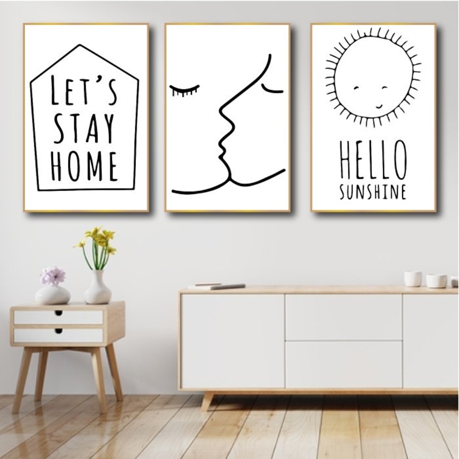 Tranh Treo Tường Hello Sunshine (3 Tấm 37X25X3 Cm)