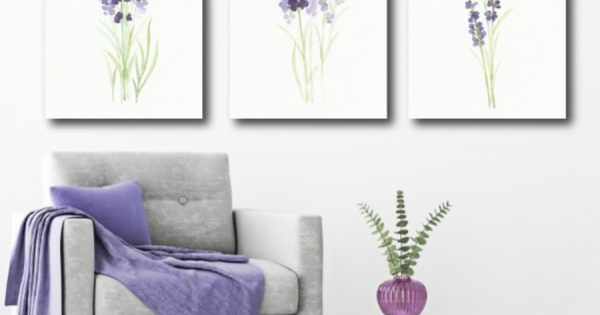 Tranh Treo Tường Sắc Tím Oải Hương (3 Tấm 37x25x3 cm)