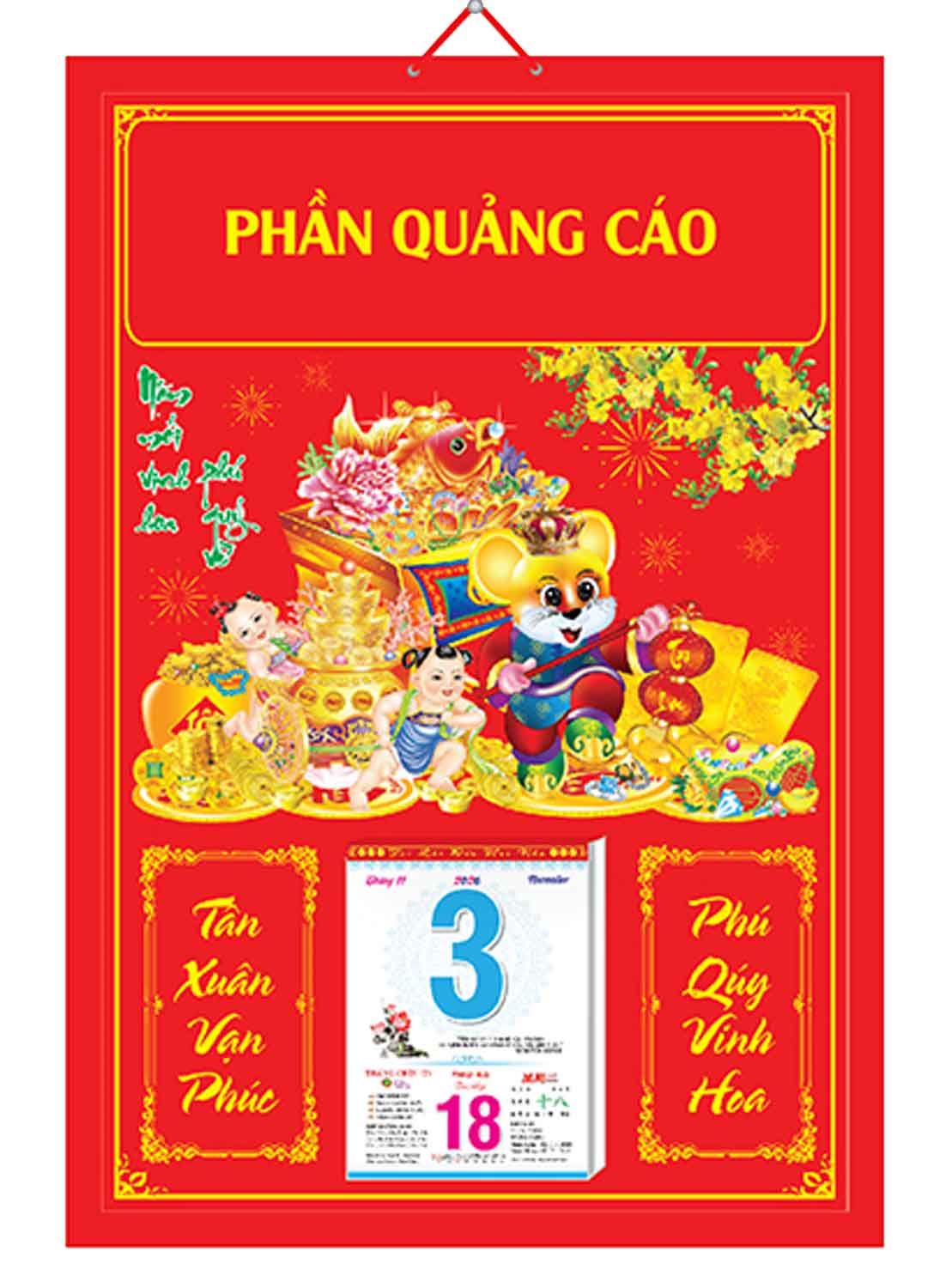 Bìa Treo Lịch Chiết Quang Điển Hình (40x60cm) Gắn Bloc Lịch 2020 - NS199