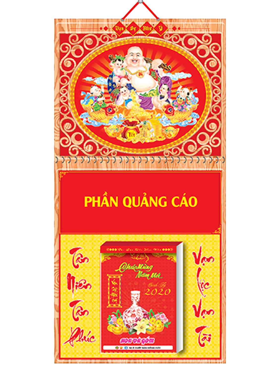 Bìa Treo Lịch Lò Xo Giữa Dán Nổi Khung Hình (30x60 cm) Gắn Bloc Lịch 2020 - NS183