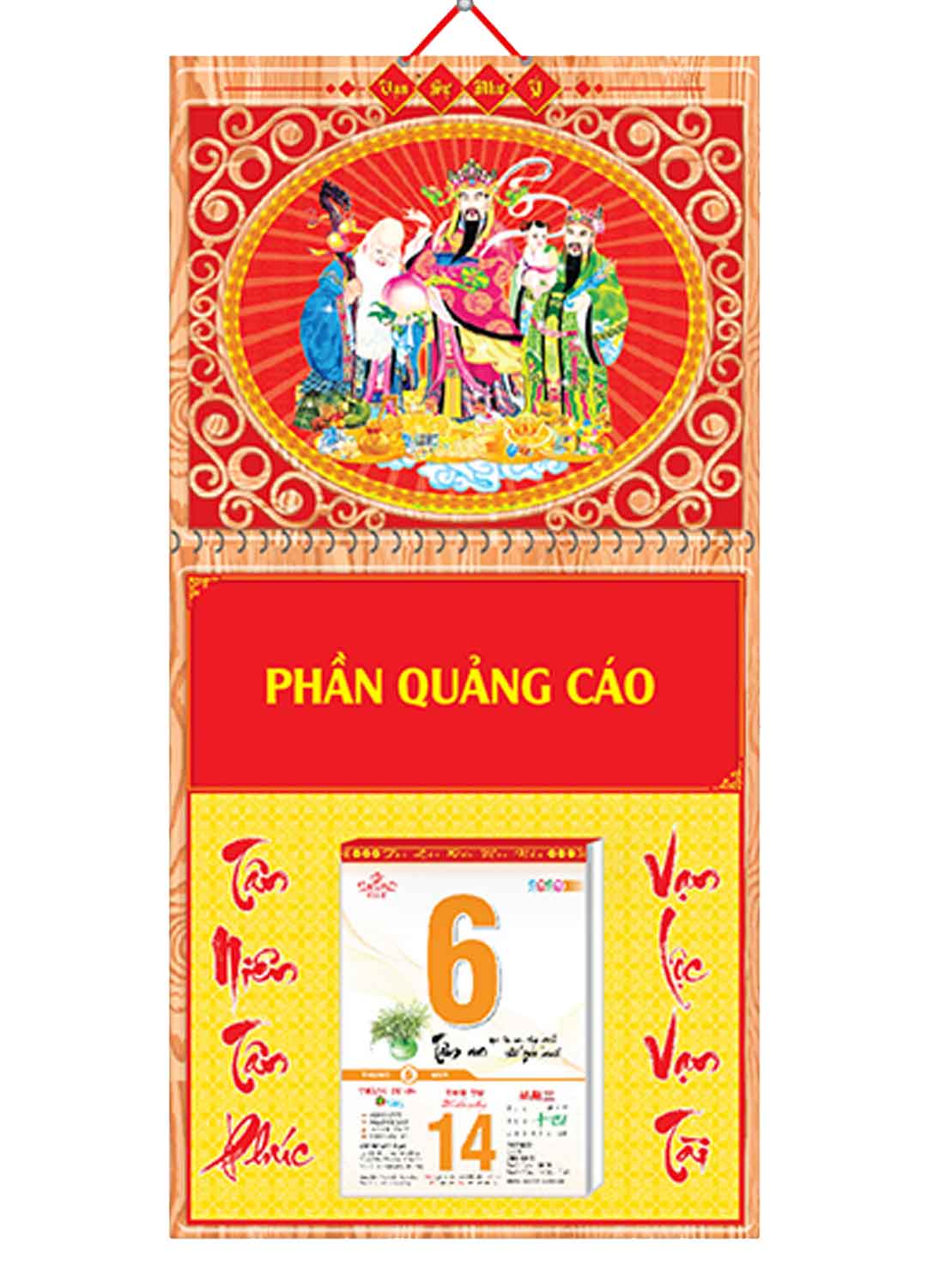 Bìa Treo Lịch Lò Xo Giữa Dán Nổi Khung Hình (30x60 cm) Gắn Bloc Lịch 2020 - NS182