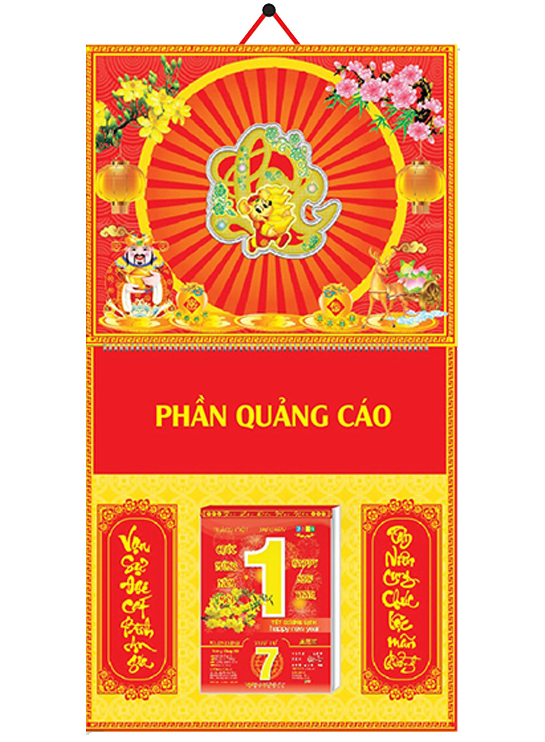 Bìa Treo Lịch Lò Xo Giữa Dán Chữ Nổi (37x68 cm) Gắn Bloc Lịch 2020 - NS143