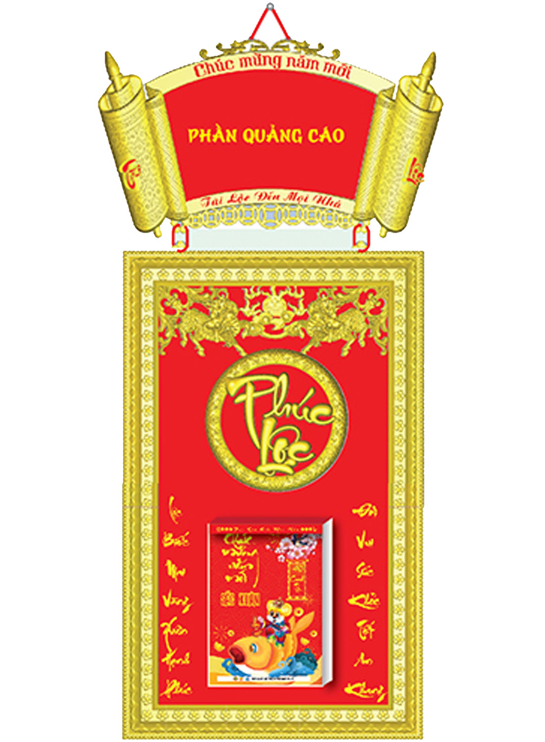 Bộ Lịch Khung Mạ Vàng Cao Cấp Dán Chữ Nổi 2020 (41x95 Cm) - NS014