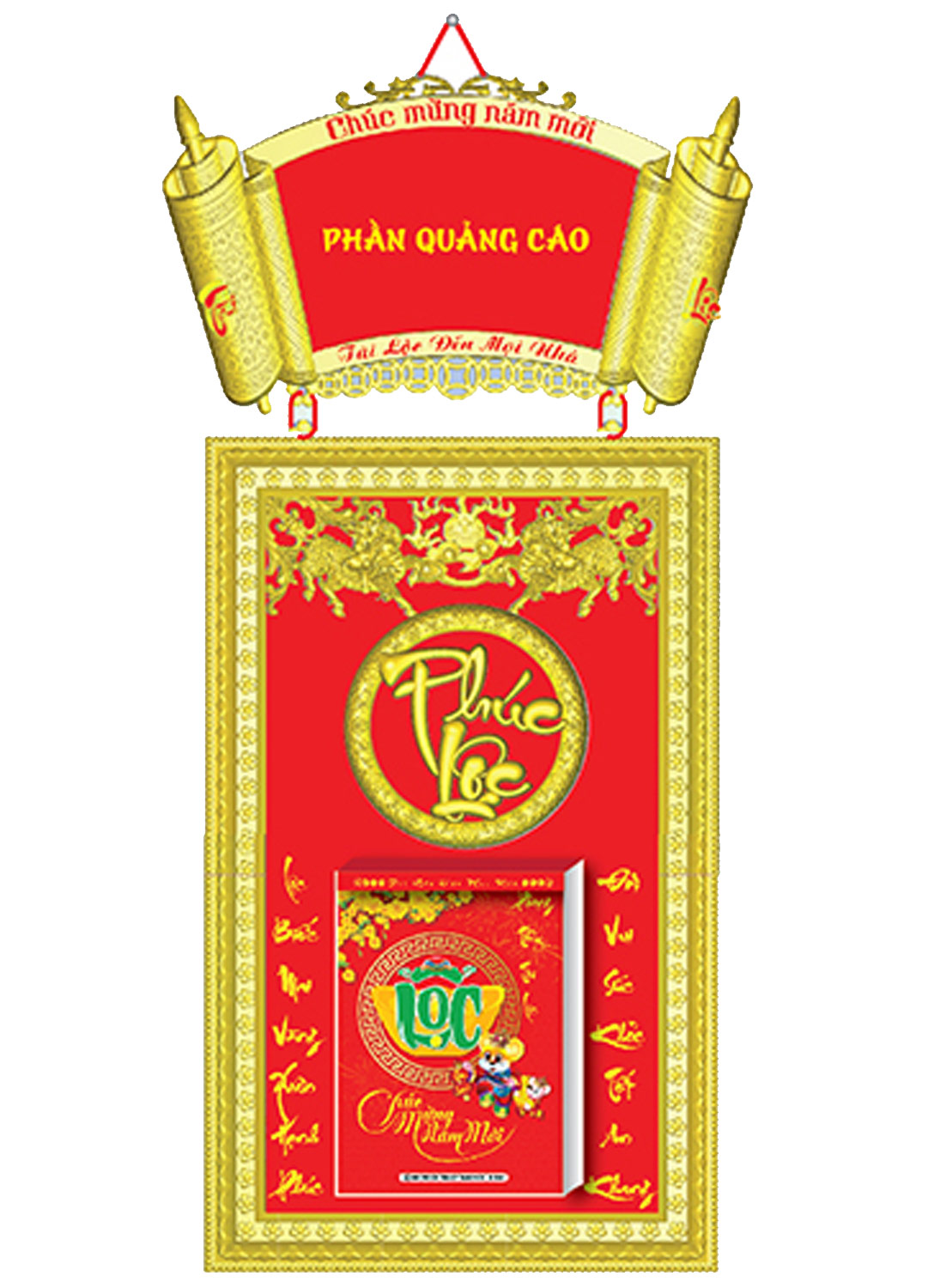 Bộ Lịch Khung Mạ Vàng Cao Cấp Dán Chữ Nổi 2020 (41x95 Cm) - NS013