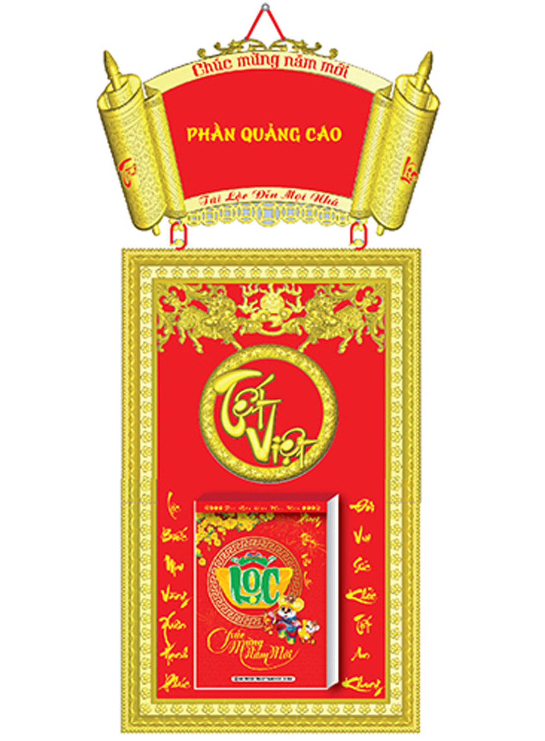 Bộ Lịch Khung Mạ Vàng Cao Cấp Dán Chữ Nổi 2020 (41x95 Cm) - NS010