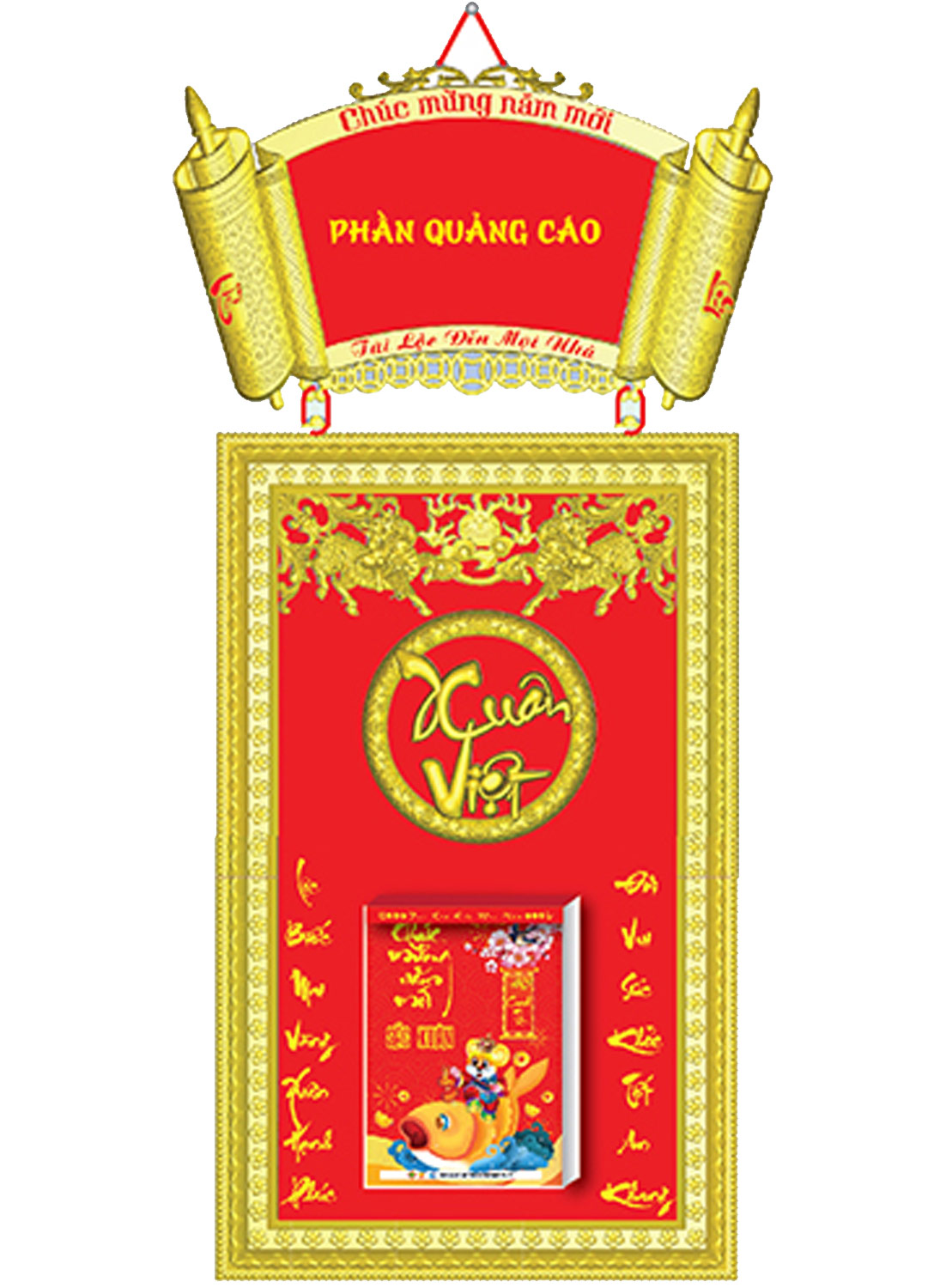 Bộ Lịch Khung Mạ Vàng Cao Cấp Dán Chữ Nổi 2020 (41x95 Cm) - NS008