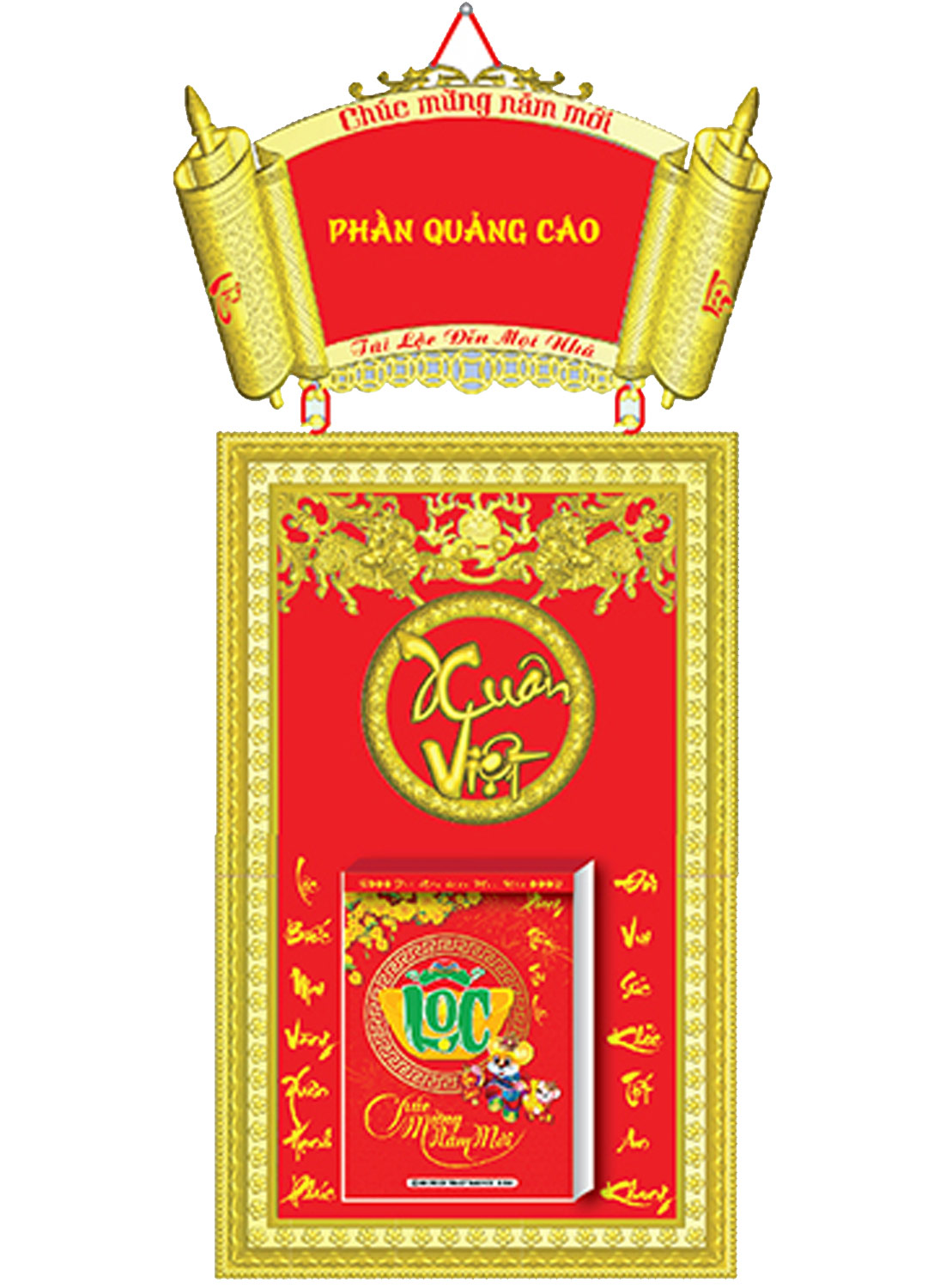 Bộ Lịch Khung Mạ Vàng Cao Cấp Dán Chữ Nổi 2020 (41x95 Cm) - NS007
