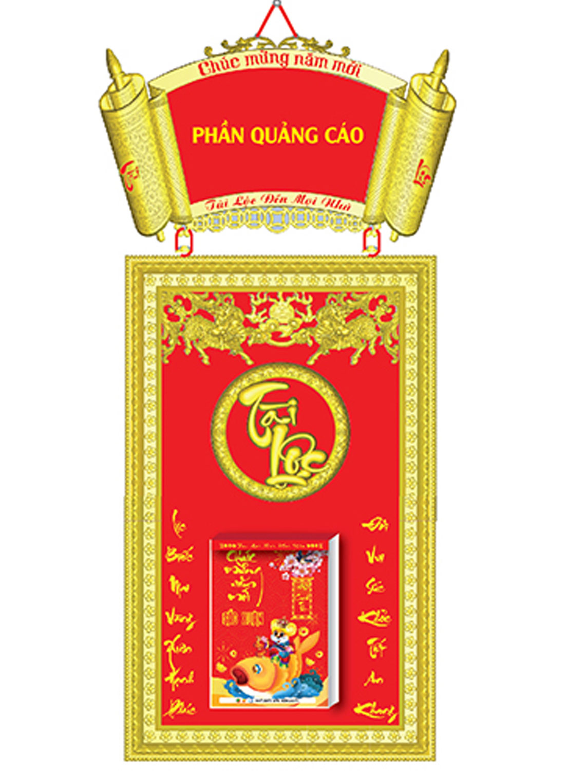 Bộ Lịch Khung Mạ Vàng Cao Cấp Dán Chữ Nổi 2020 (41x95 Cm) - NS005