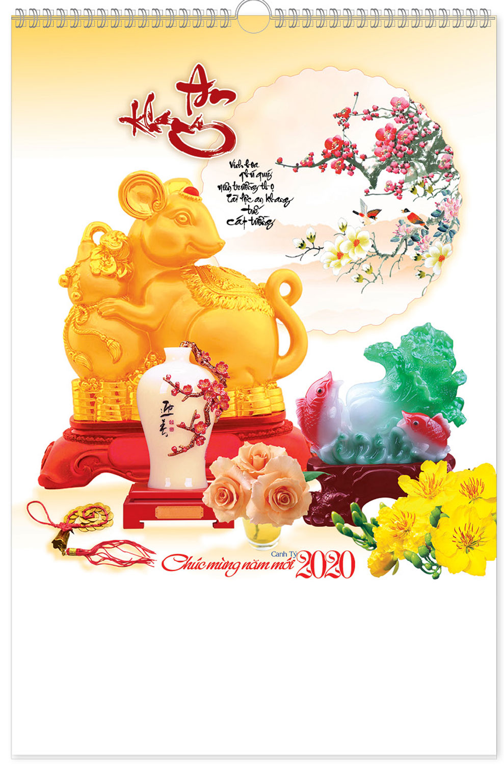 Lịch Lò Xo 7 Tờ 2020 40x60 Cm - Phong Thủy - HT45