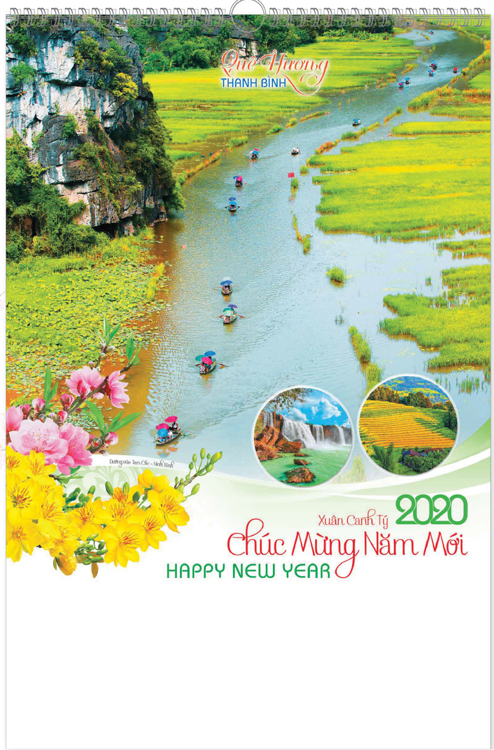 Lịch Nẹp Thiếc 7 Tờ 2020 40x60 Cm - Quê Hương Thanh Bình - HT30