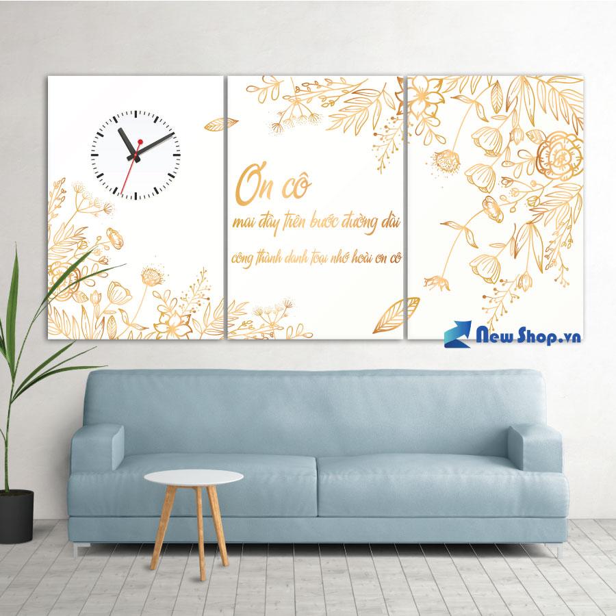 Tranh Đồng Hồ Ơn Cô (3 Tấm 40X25X3Cm)