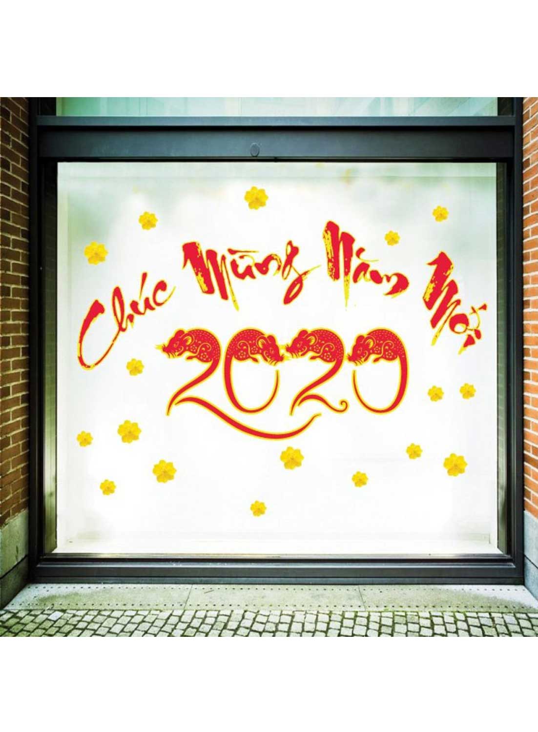 Decal Trang Trí Tết Chúc Mừng Năm Mới 2020