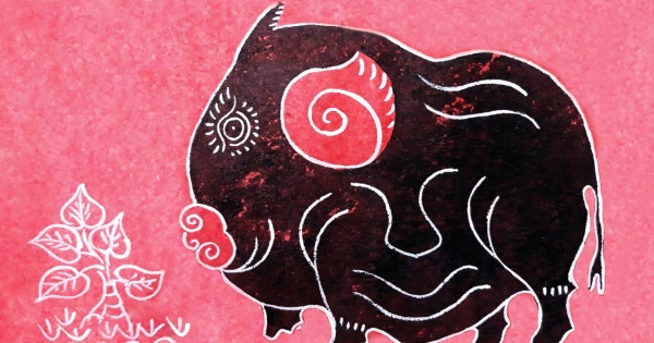 Tranh Tết Nét Tinh Hoa Truyền Thống Việt - Tranh Kim Hoàng, Lợn Nái Đen