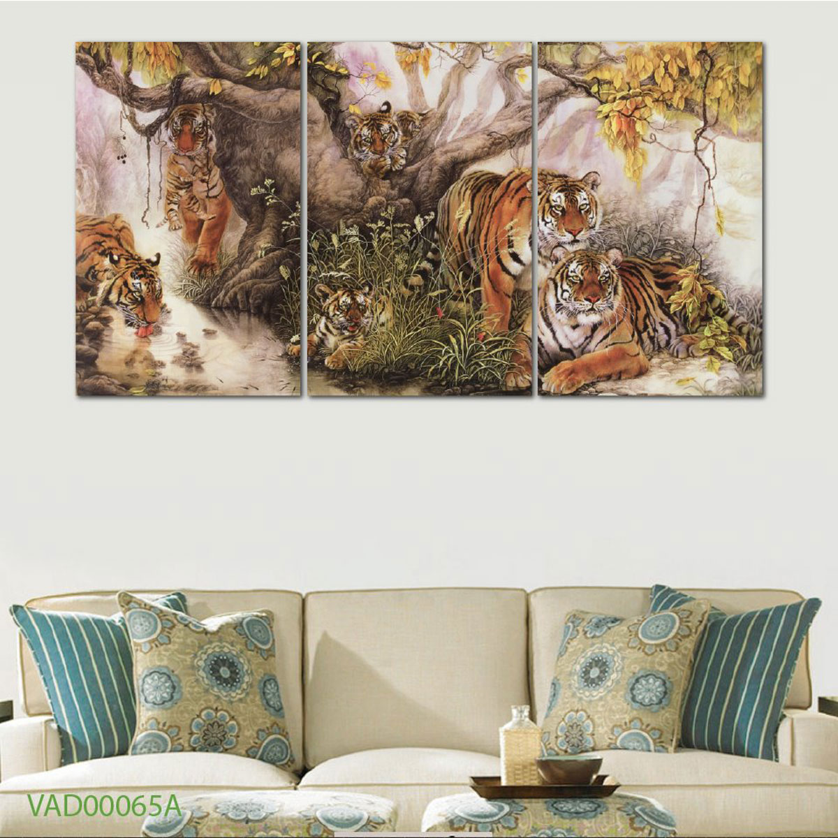 Tranh Treo Tường Gia Đình Hổ (3 Tấm 40x60 Cm)