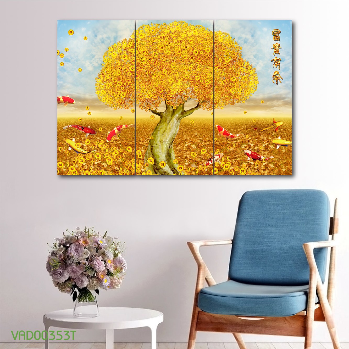 Tranh Treo Tường Cây Tài Lộc 04 (3 Tấm 40×60 Cm)
