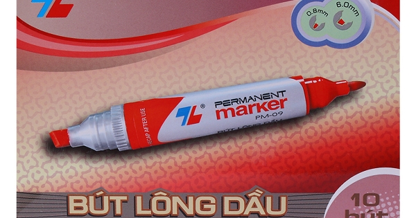 Hộp 10 Bút Lông Dầu Thiên Long PM-09 - Đỏ