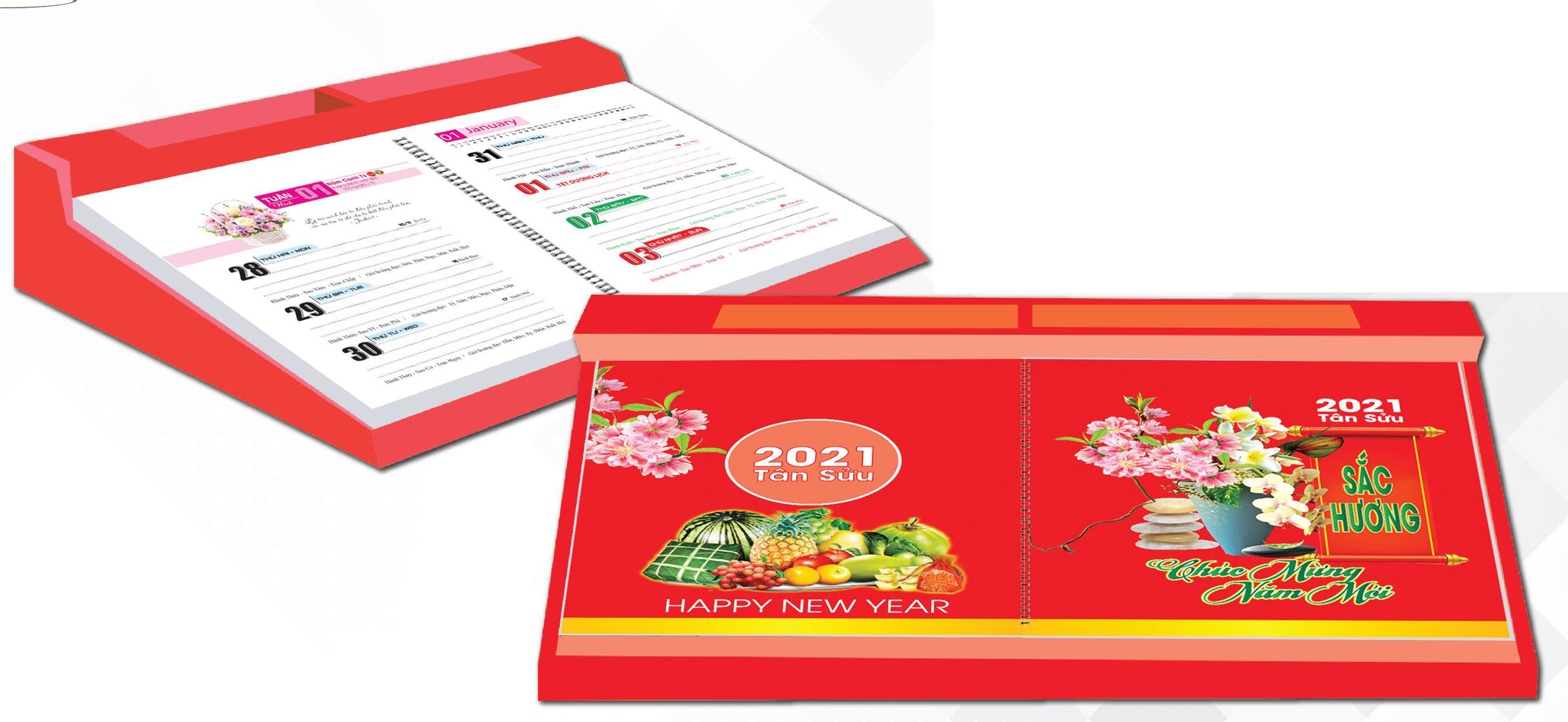 Lịch Để Bàn 2021 53 Tuần Đế Nhựa (14x27 cm) - Sắc Hương - NS28