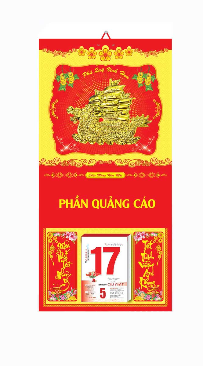 Bìa In Lịch 2021 Metalize (35x72 Cm) Dán Chữ Nổi Gắn Bloc Lịch - Thuận Buồm Xuôi Gió - NS82