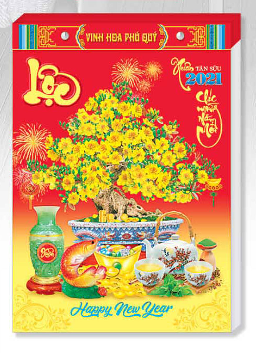 Lịch Bloc Đại 2021 (14,5x20,5cm) - Mai Vàng Tứ Quý - HT16