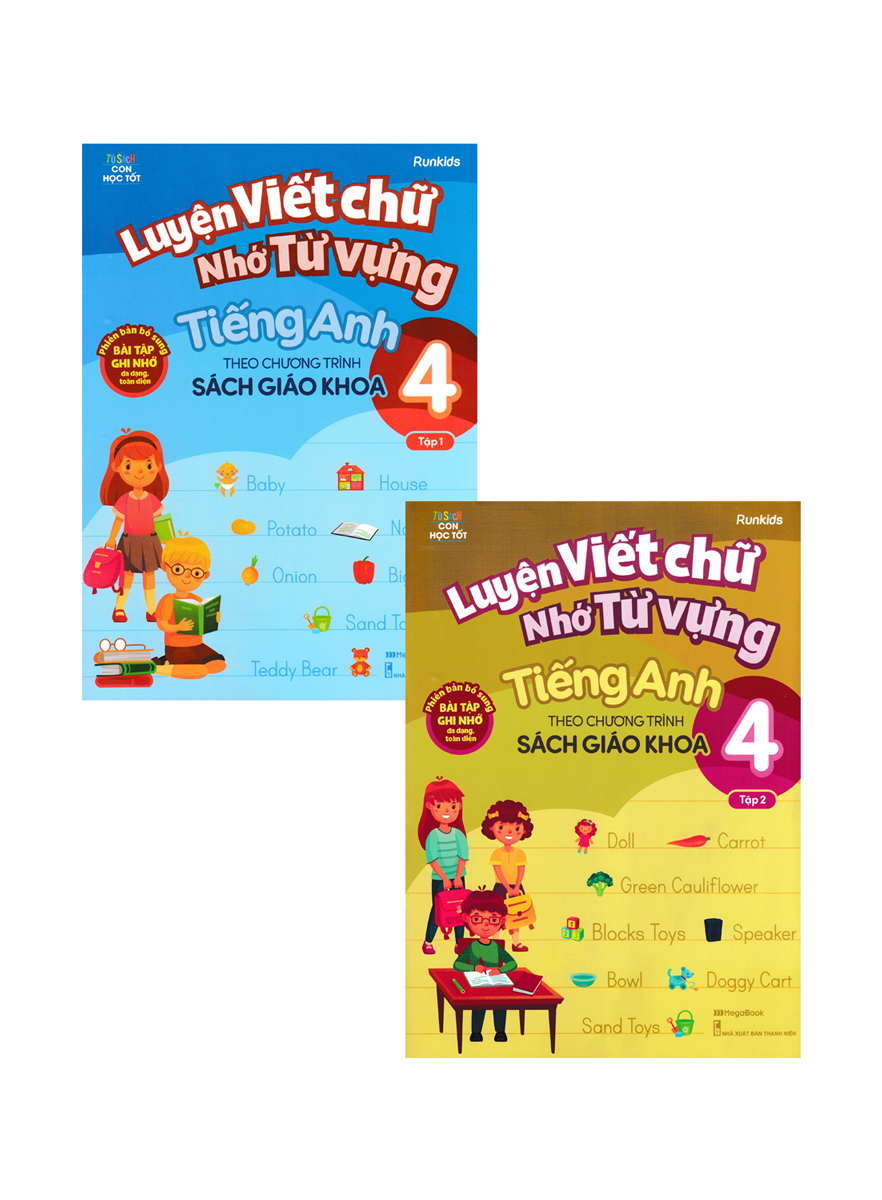 Combo Luyện Viết Chữ Nhớ Từ Vựng Tiếng Anh 4 Tập 1+2 (Theo Chương Trình Sách Giáo Khoa)