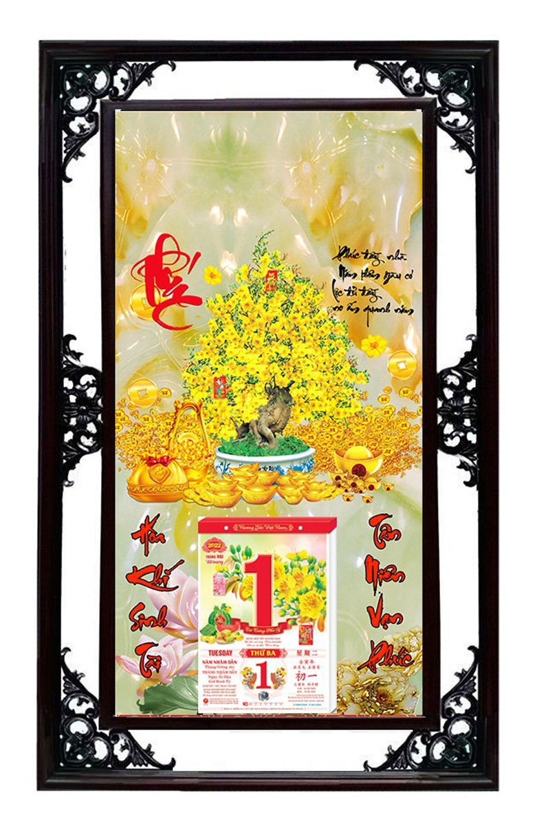 Lịch Cao Cấp 2025 Cây Mai Vàng 02 Khung Đôi (50X82 Cm)