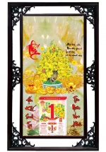 Lịch Cao Cấp 2025 Cây Mai Vàng 02 Khung Đôi (50x82 Cm)