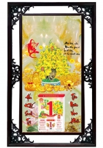 Lịch Cao Cấp 2024 Cây Mai Vàng 02 Khung Đôi (50x82 Cm)