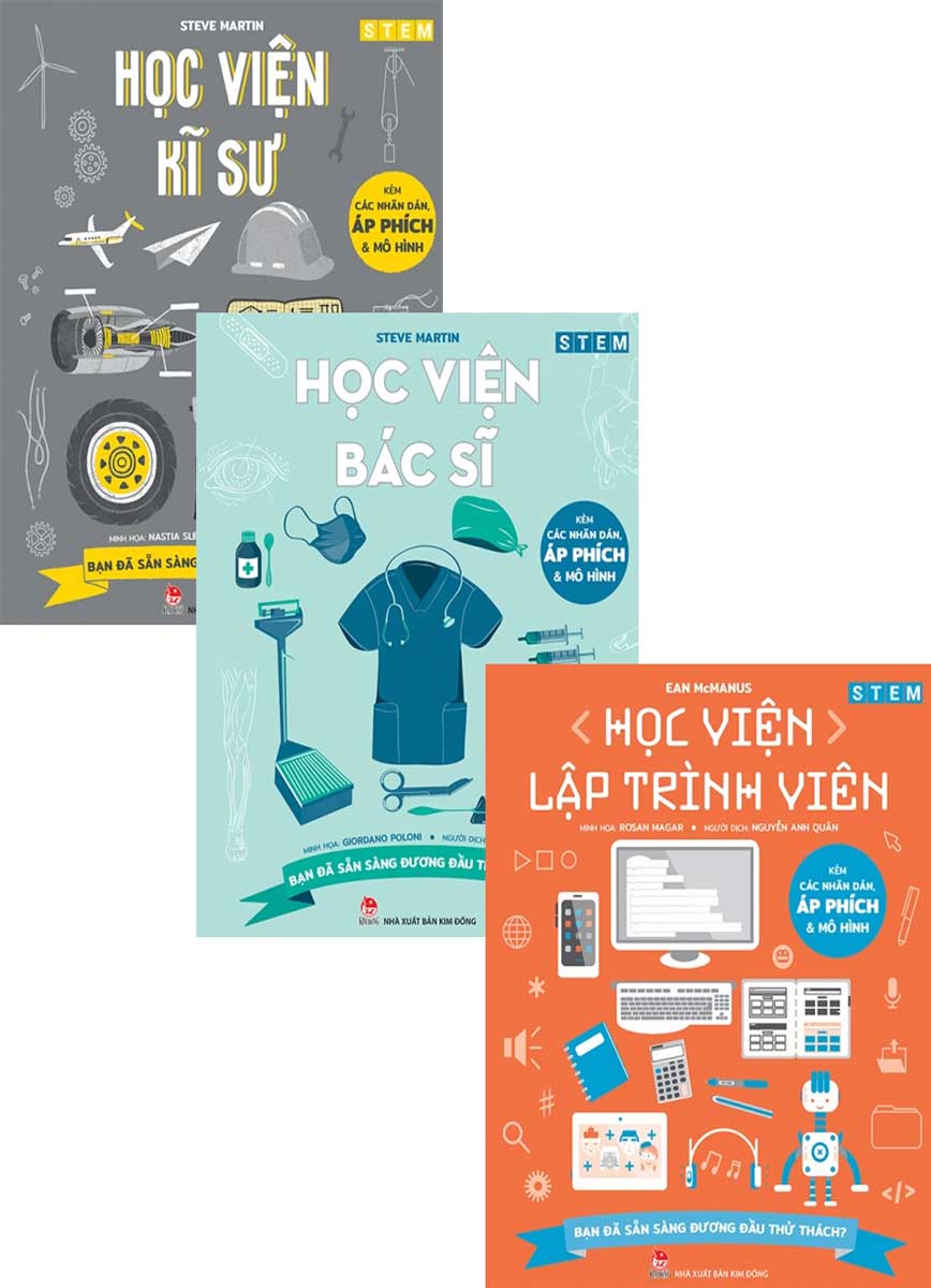 Combo Stem - Học Viện Lập Trình Viên + Học Viện Bác Sĩ + Học Viện Kĩ Sư ( Bộ 3 Cuốn)